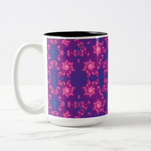 Rosa und Blauer Kaleidoskop Schneeflocken Zweifarbige Tasse