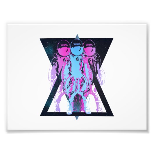Rosa und blauer Kosmonaut-Hipster Fotodruck (Vorne)