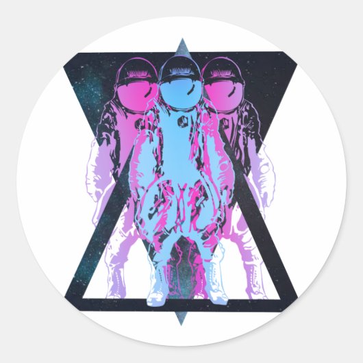 Rosa und blauer Kosmonaut-Hipster Runder Aufkleber (Vorderseite)