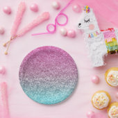 Rosa und blauer Kreis-Glitzer-Schein-glänzender Pappteller (Party)