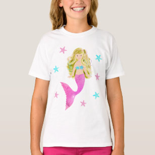 Rosa und blauer Meerjungfraustarfish-T - Shirt