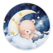 Rosa und Blauer Mond und Teddy Kinderzimmer Dekora Keramikknauf (Vorderseite)