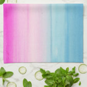 Rosa und blauer Ombre Watercolor personalisiert Küchentuch (Gefaltet)