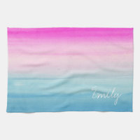 Rosa und blauer Ombre Watercolor personalisiert