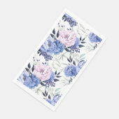 Rosa und Blauer Peony Floral Napkin Serviette (Ecke)