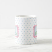 Rosa und blauer Rahmen mit grüner Gingham-Schleife Kaffeetasse (Mittel)