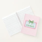 Rosa und blauer Rahmen mit grüner Gingham-Schleife Notizblock (Innenseite)