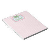 Rosa und blauer Rahmen mit grüner Gingham-Schleife Notizblock (angewinkelt)