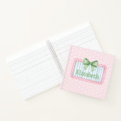 Rosa und blauer Rahmen mit grüner Gingham-Schleife Notizblock (Innenseite)
