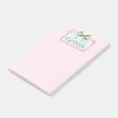 Rosa und blauer Rahmen mit grüner Gingham-Schleife Post-it Klebezettel (angewinkelt)