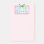 Rosa und blauer Rahmen mit grüner Gingham-Schleife Post-it Klebezettel (Vorderseite)