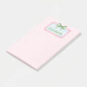 Rosa und blauer Rahmen mit grüner Gingham-Schleife Post-it Klebezettel (angewinkelt)