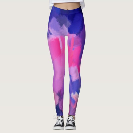 Rosa und blauer Spritzer Leggings (Vorderseite)