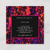 Rosa und blauer Spritzer  Quadratische Visitenkarte (Rückseite)