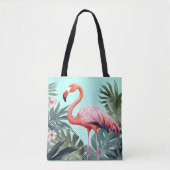 Rosa und blauer tropischer Flamingo Tasche (Vorderseite)