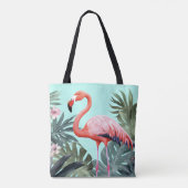 Rosa und blauer tropischer Flamingo Tasche (Rückseite)