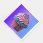 Rosa und Blauer Vanilla Cupcake Serviette (Ecke)