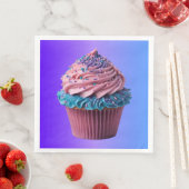 Rosa und Blauer Vanilla Cupcake Serviette (Beispiel)