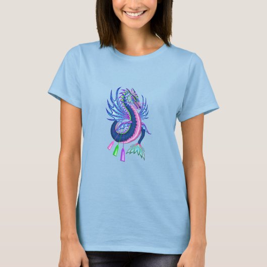 Rosa und Blauer Wasserdrache T-Shirt (Vorderseite)
