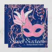 Rosa und blaues 16 . Geburtstag-Party Einladung (Vorne/Hinten)