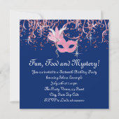 Rosa und blaues 16 . Geburtstag-Party Einladung (Rückseite)