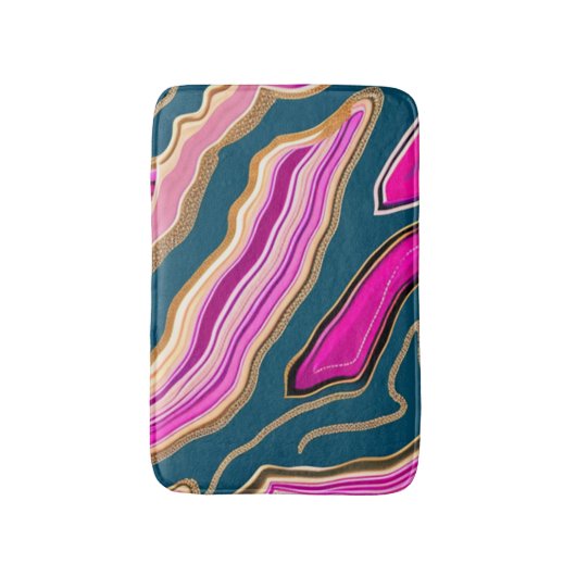 Rosa und blaues Agermuster Badematte (Vorderseite Vertikal)