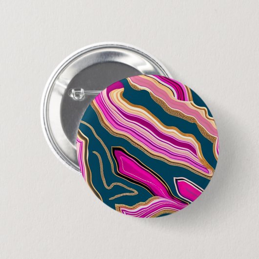 Rosa und blaues Agermuster Button (Vorne & Hinten)