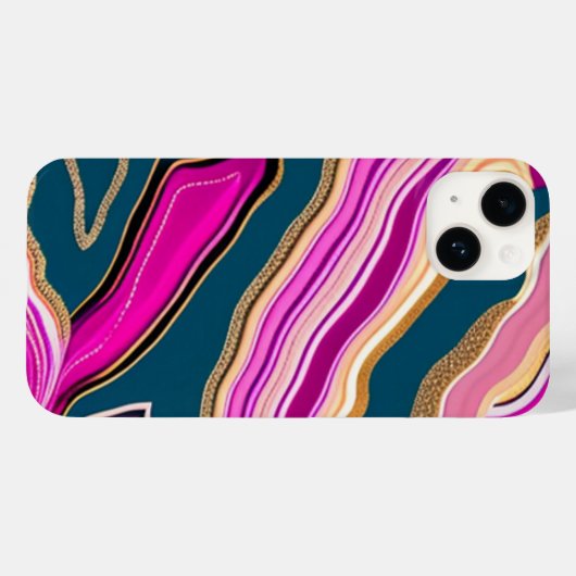 Rosa und blaues Agermuster Case-Mate iPhone Hülle (Rückseite (Horizontal))