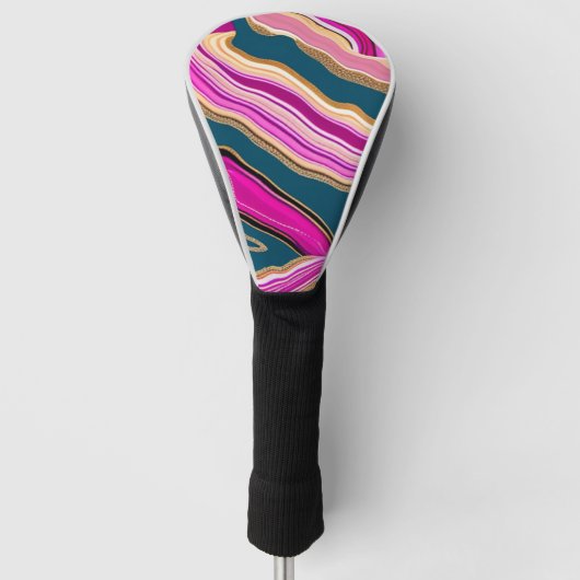 Rosa und blaues Agermuster Golf Headcover (Vorderseite)