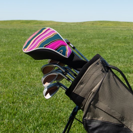 Rosa und blaues Agermuster Golf Headcover (In SItu)
