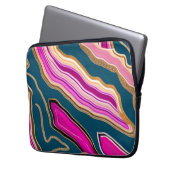 Rosa und blaues Agermuster Laptopschutzhülle (Vorderseite Links)