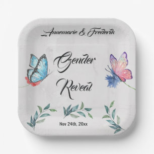 Rosa und blaues Aquarellpapier Napkin Pappteller