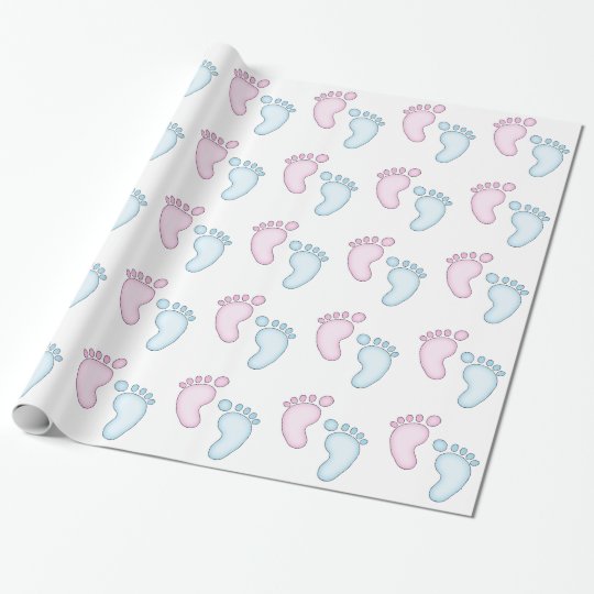 Rosa Und Blaues Baby Fuss Geschlecht Decken Geschenkpapier Zazzle De