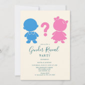 Rosa und blaues Baby Silhouette Gender Reveal Part Einladung (Vorderseite)