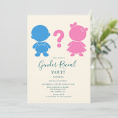 Rosa und blaues Baby Silhouette Gender Reveal Part Einladung (Stehend Vorderseite)