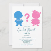 Rosa und blaues Baby Silhouette Gender Reveal Part Einladung (Vorderseite)