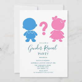 Rosa und blaues Baby Silhouette Gender Reveal Part Einladung