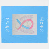 Rosa und blaues Bewusstsein Ribbon Angel Chemo Bla Fleecedecke (Vorderseite (Horizontal))