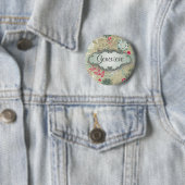 Rosa und blaues Blumen auf TAN mit Nummernschild Button (Beispiel)