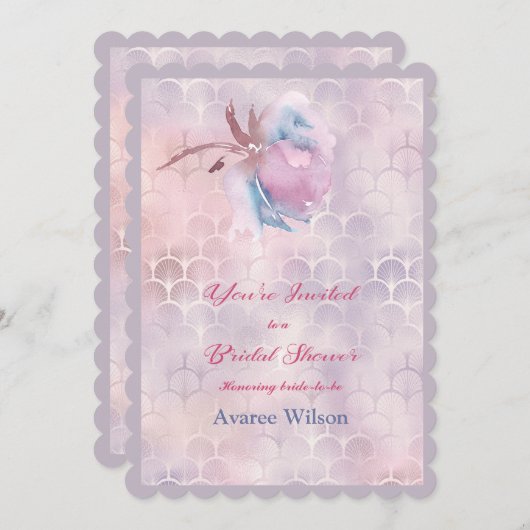 Rosa und blaues Brautparty Einladung (Vorne/Hinten)