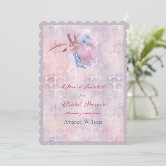 Rosa und blaues Brautparty Einladung (Stehend Vorderseite)