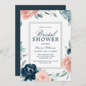 Rosa und blaues Brautparty Einladung (Vorne/Hinten)