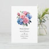 Rosa und blaues Brautparty Einladung (Stehend Vorderseite)