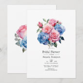 Rosa und blaues Brautparty Einladung (Vorne/Hinten)