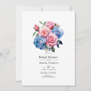 Rosa und blaues Brautparty Einladung