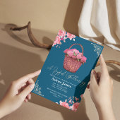 Rosa und blaues Brautparty im Korb Einladung