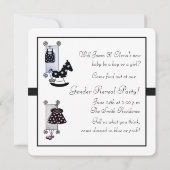 Rosa und blaues Carriage Gender Reveal Party Einladung (Rückseite)