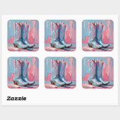 Rosa und blaues Cowgirl Stiefel Sticker (Blatt)