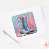 Rosa und blaues Cowgirl Stiefel Sticker (Umschlag)