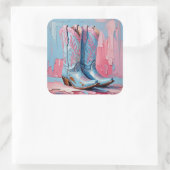 Rosa und blaues Cowgirl Stiefel Sticker (Tasche)